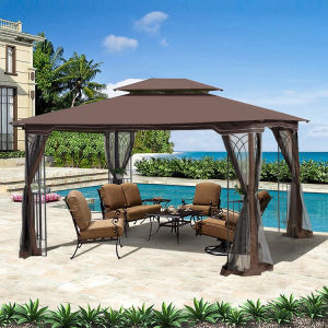 13x10 Outdoor Patio Gazebo Canopy Tent With Ventilated Double Roof And Mosquito net(Detachable Mesh Screen On All Sides); Suitable for Lawn;  Garden;  Backyard and Deck;