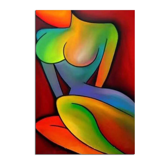 Hand Painted Oil Painting | Colorful Nude Woman