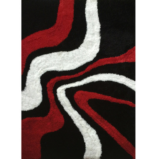 Dalila Collection Abstract Area Rug | Red/Black/White