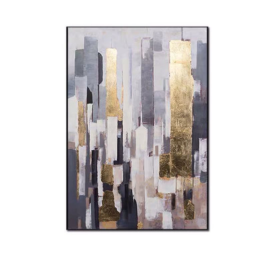 Hand Painted Oil Painting | Gold Foil City Building