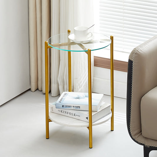 Limba Round End Table | Gold Metal