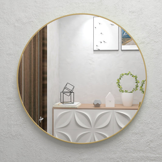 Round Farmhouse Mirror | Gold