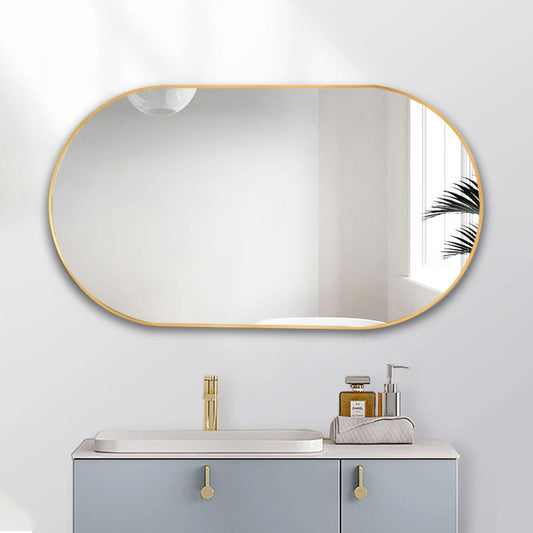 Gold Metal Oval Mirror