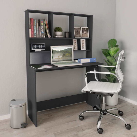 Desk with Shelves Gray 43.3"x17.7"x61.8" Engineered Wood