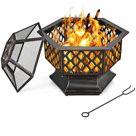 Outddor Patio Garden Beach Camping Bonfire Party Fire Pit With BBQ Grill