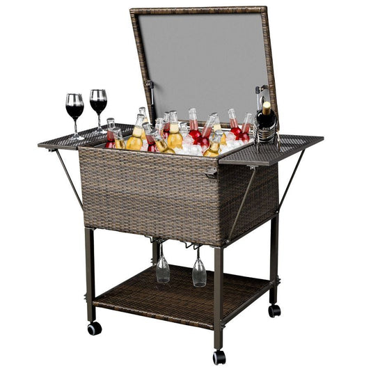Outdoor Patio Pool Party Ice Drink Bar Table Cooler Trolley