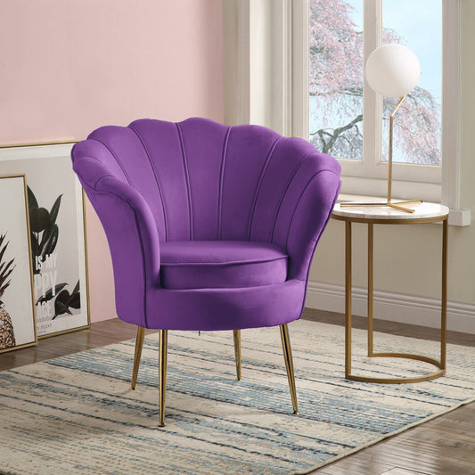 Madana Velvet Scalloped Chair | Purple