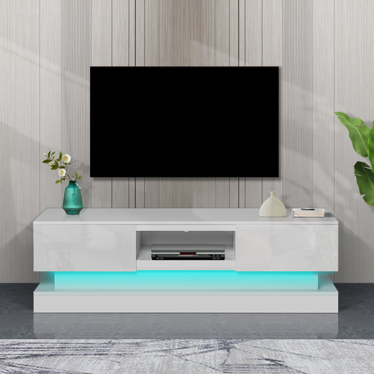 WHITE TV Stand with LED Lights