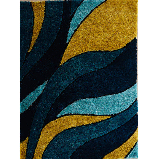 Dalila Collection Abstract Area Rug | Yellow/Navy/Light Blue