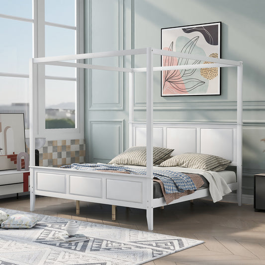 Naaila King Canopy Bed | White