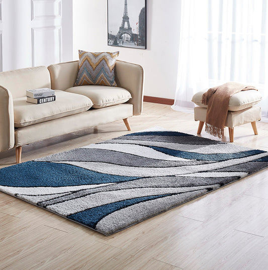 Dalila Collection Abstract Area Rug | Blue/Silver/Grey