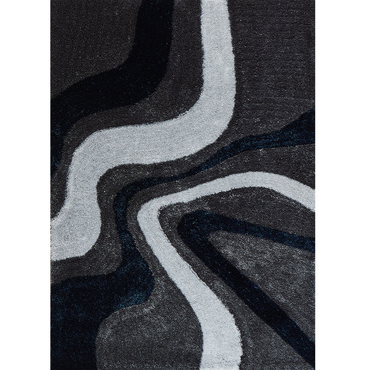 Dalila Collection Abstract Area Rug | Grey/Navy/White