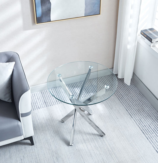 Modern Round Glass End Table