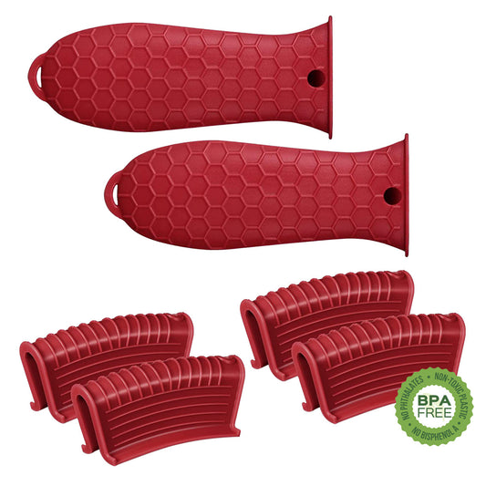 6-Piece Silicone Handle Holder | Red
