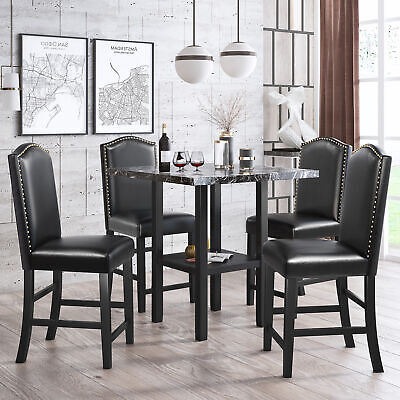 5 Piece Dining Set with Matching Chairs and Bottom Shelf for Dining Room