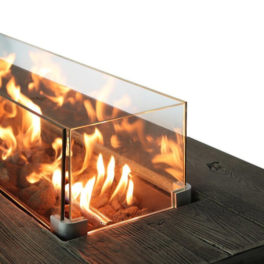 Living Source International Concrete Propane/Natural Gas Fire Pit Table with Glass
