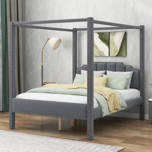 Naaji Queen Canopy Bed | Grey