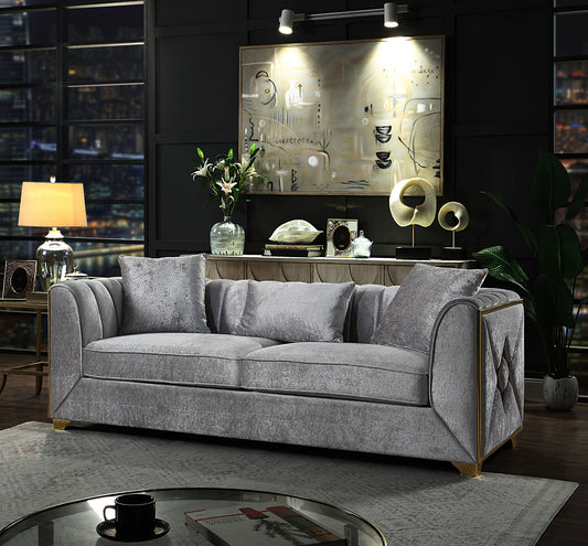 Velencia Modern Style Sofa in Silver
