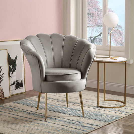 Madana Velvet Scalloped Chair | Grey