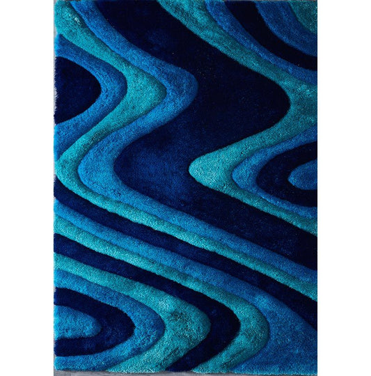 Tuma Abstract 3D Area Rug | Blue Ocean