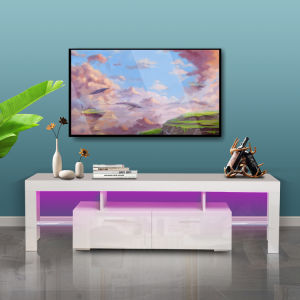 White TV Stand with LED Lights