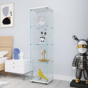Ashaki 4-Shelf Glass Cabinet | White