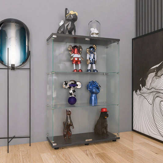 Ashaki 3-Shelf Glass Cabinet | Black