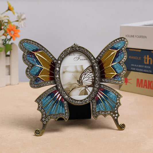 Butterfly Retro Metal Blue Photo Frame