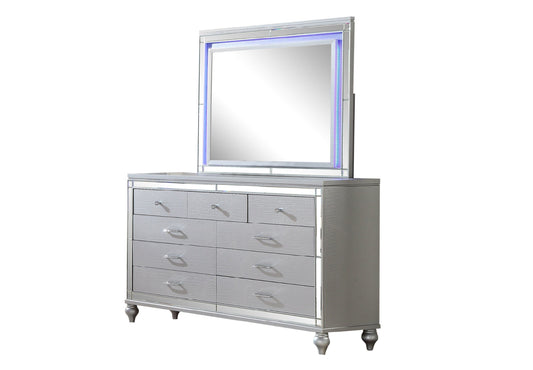 Aurora Mirror Framed Dresser I Silver