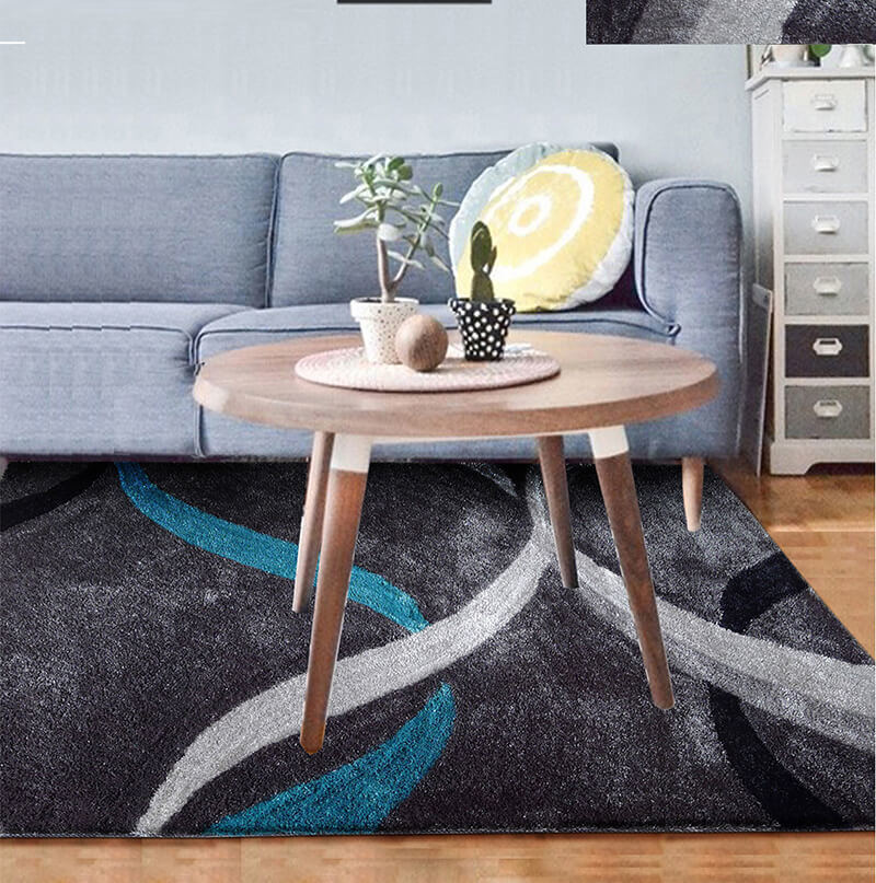 Dalila Collection Abstract Area Rug | Turquoise/Grey/Silver